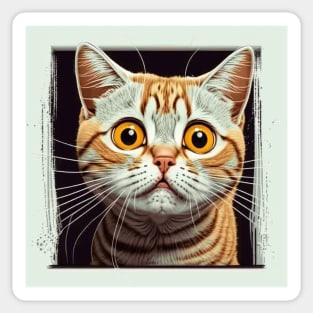 Funny Scared Ginger Cat Face, Cat Lover, Scaredy Cat Sticker